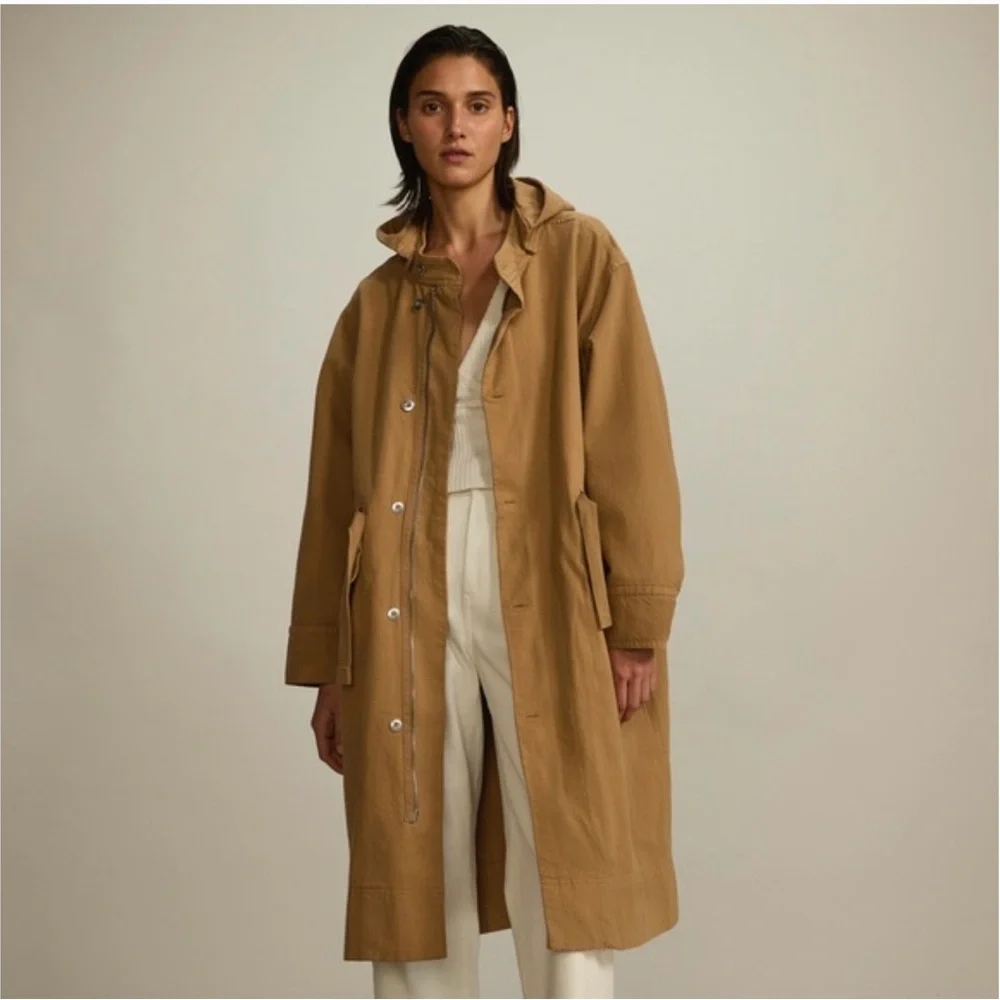 Everlane Brown Hooded Trench Coat - Picture 3 of 3